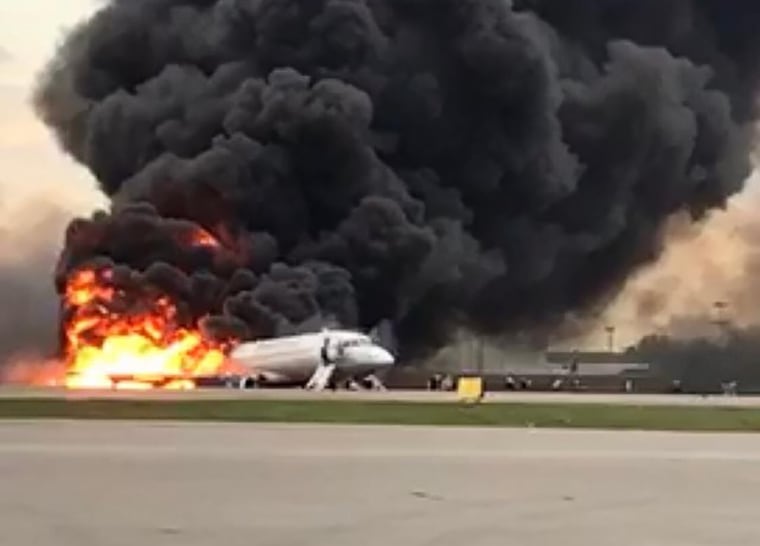 Image: Burning Aeroflot plane