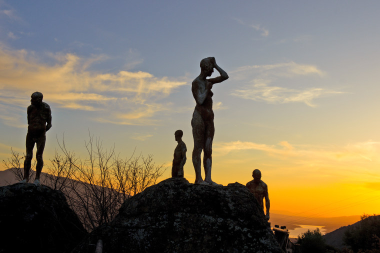 The statues featured in "The Silence of Others," on a mountaintop in the Valley of Jerte, by sculptor Francisco Cedenilla.