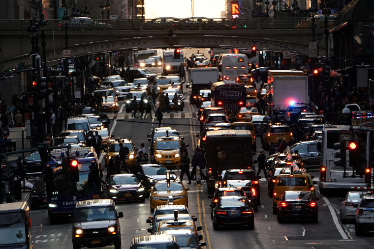Image: Cars sit in traffic in New York City