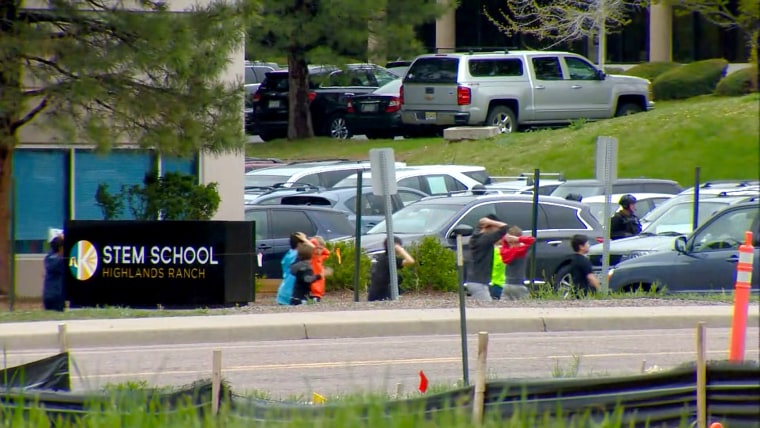 Image: Children file out of the STEM School Highlands Ranch