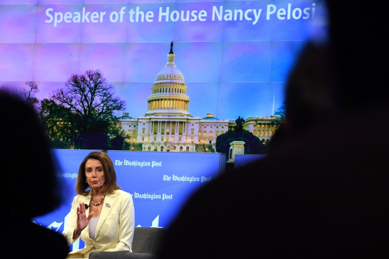 Image: House Speaker Nancy Pelosi speaks at the Washington Post Live event in Washington on May 8, 2019.