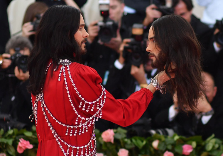 Image: Jared Leto arrives at the 2019 Met Gala Celebrating \"Camp: Notes on Fashion\" at the Metropolitan Museum of Art on May 6, 2019.