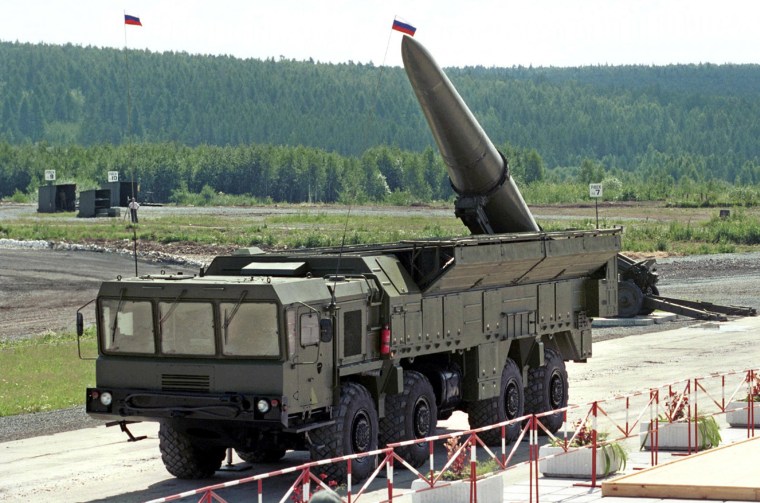 Image: Russian missile complex \"Iskander\" on display during a military equipment exhibition in the Siberian town of Nizhny Tagil