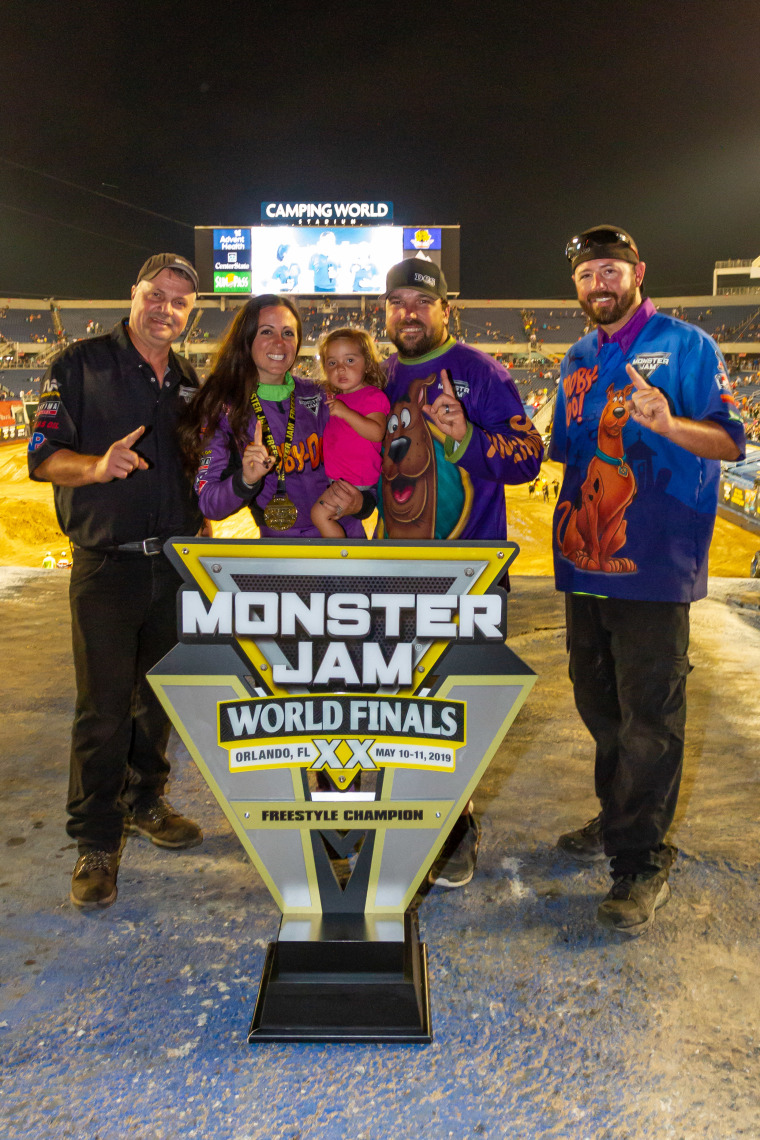 Linsey Read recently won the freestyle competition at the Monster Jam World Finals, and celebrated her win with her 2-year-old daughter.