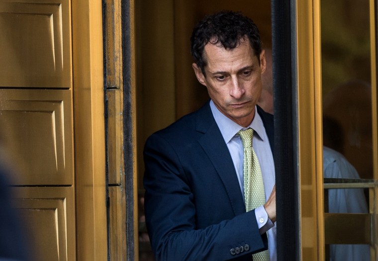 Anthony Weiner leaves Manhattan Federal Court in New York on Sept. 25, 2017.