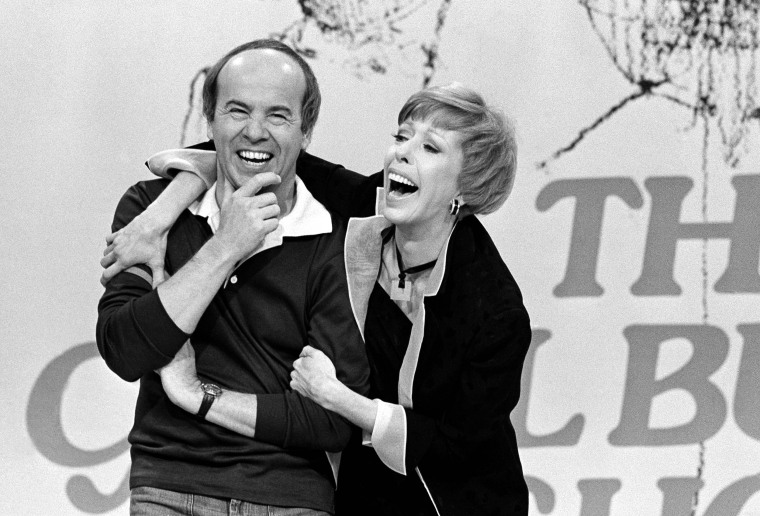 Image: Tim Conway and Carol Burnett share a laugh during the taping of the final episode of "The Carol Burnett Show" in 1978.