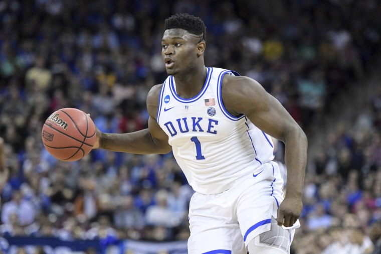 Image: Duke forward Zion Williamson (1) dribbles the ball against Central Florida during the first half of a second-round game in the NCAA men's college basketball tournament