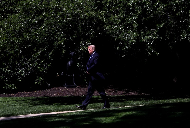 Image: President Donald Trump leaves the White House on May 14, 2019.