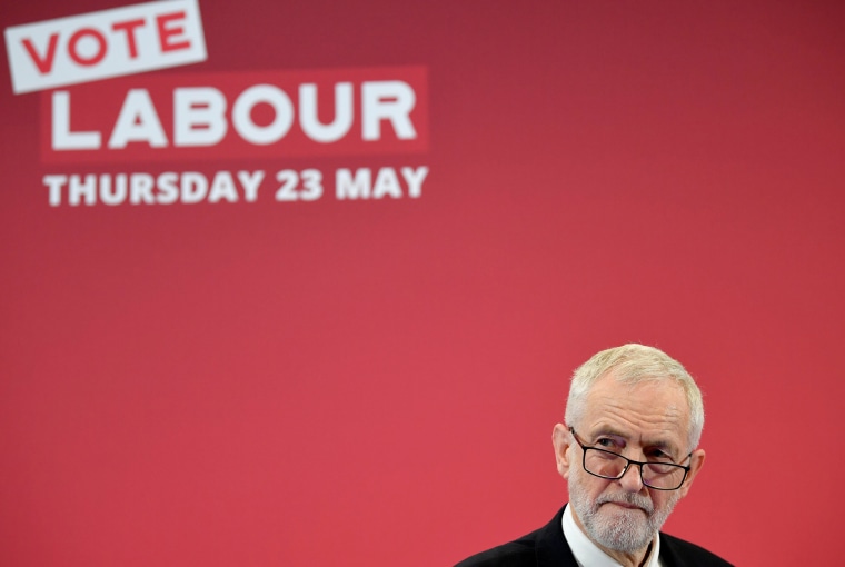 Image: Britain's opposition Labour Party leader Jeremy Corbyn speaks at the launch of Labour's European election campaign in Kent