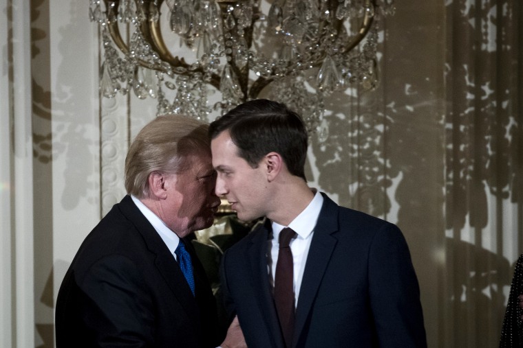 Image: President Donald Trump speaks with Jared Kushner in the White House on Dec. 7, 2017.