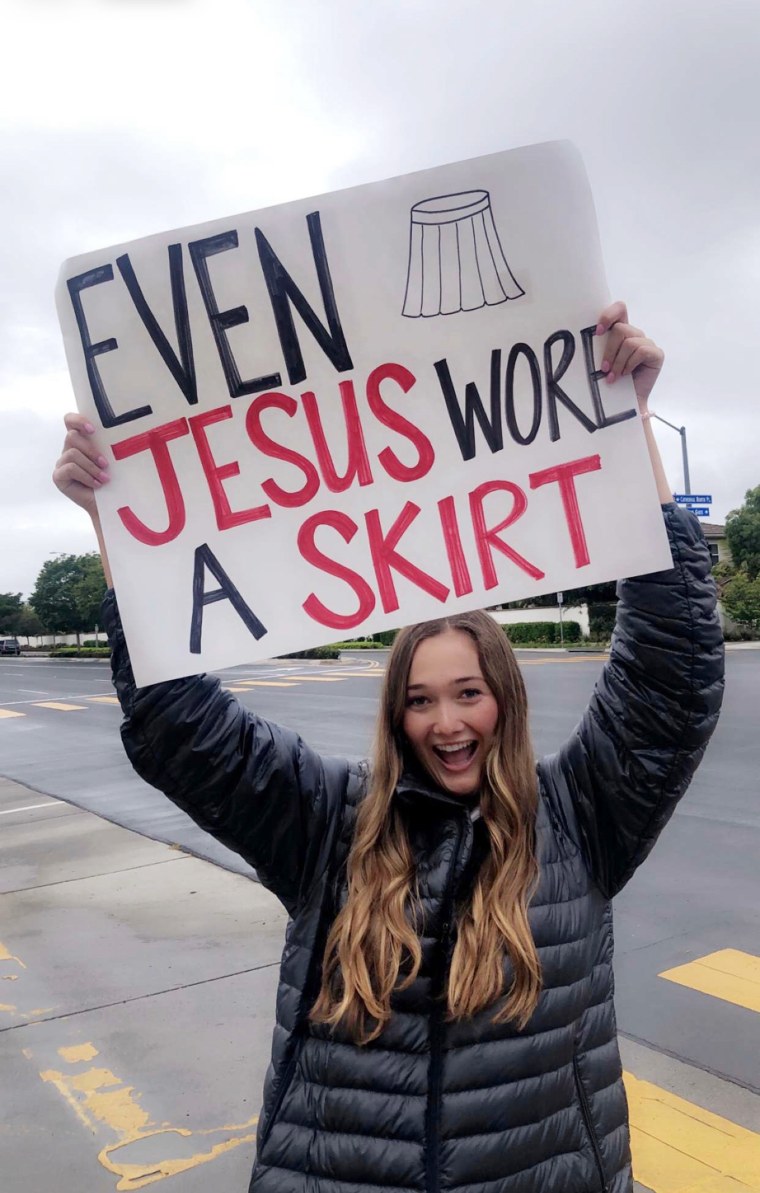 Peyton Wilhite joined her fellow students at the protest this week.