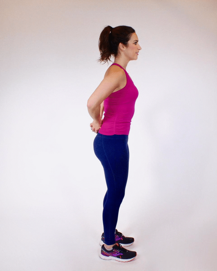 Vector Woman Doing Standing Chest Stretch. Arms Backward Chest