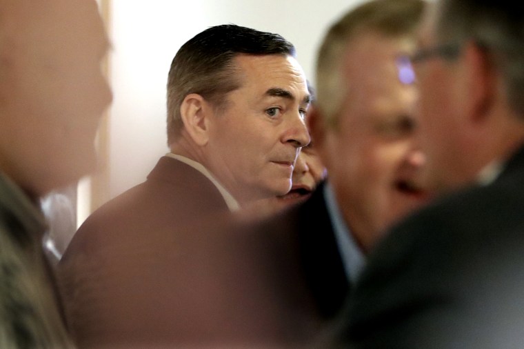 Image: House Speaker Glen Casada talks before a meeting with the House Republican Caucus in Nashville, Tennessee, on May 20, 2019.