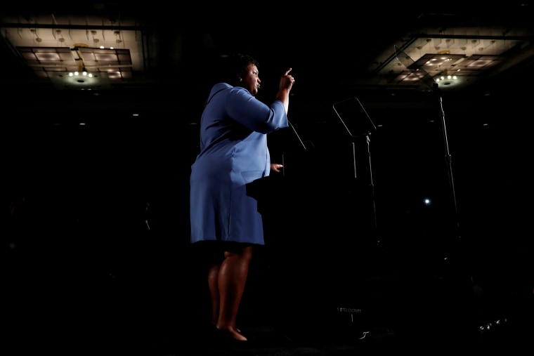Georgia Democratic gubernatorial nominee Stacey Abrams speaks to supporters during a midterm election night party
