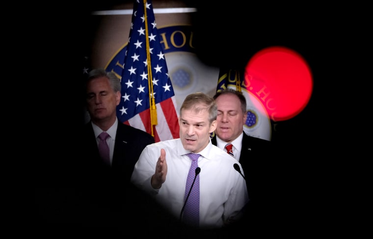 Image: Rep. Jim Jordan, R-Ohio, speaks at a news conference in Washington on April 10, 2019.