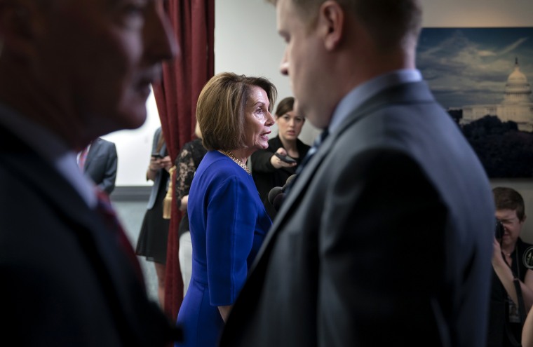 Image: House Speaker Nancy Pelosi speaks to reporters after a meeting with House Democrats at the Capitol on May 22, 2019.