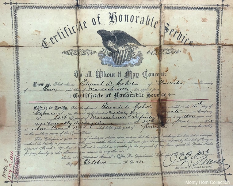 Image:Edward Day Cohota honorable service certificate