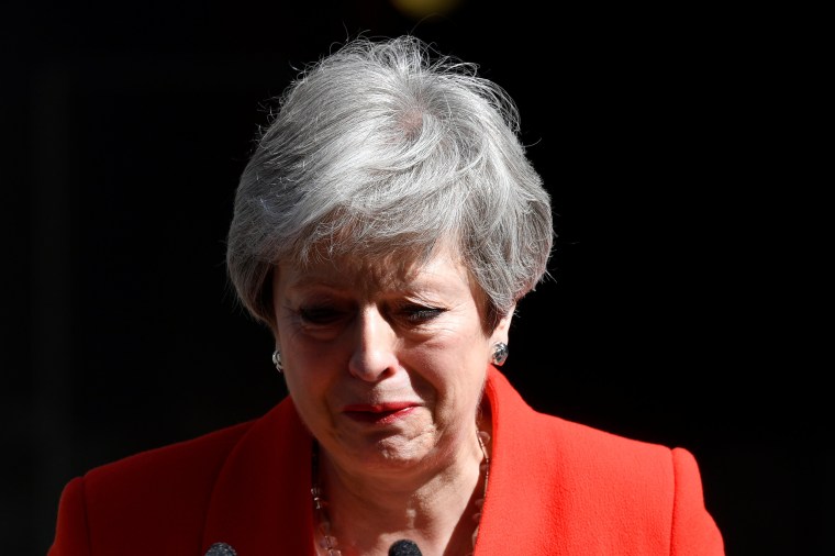 Image: British Prime Minister Theresa May reacts as she delivers a statement in London