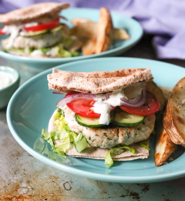 Grilled Turkey Kofta Burgers With Harissa Yogurt Sauce