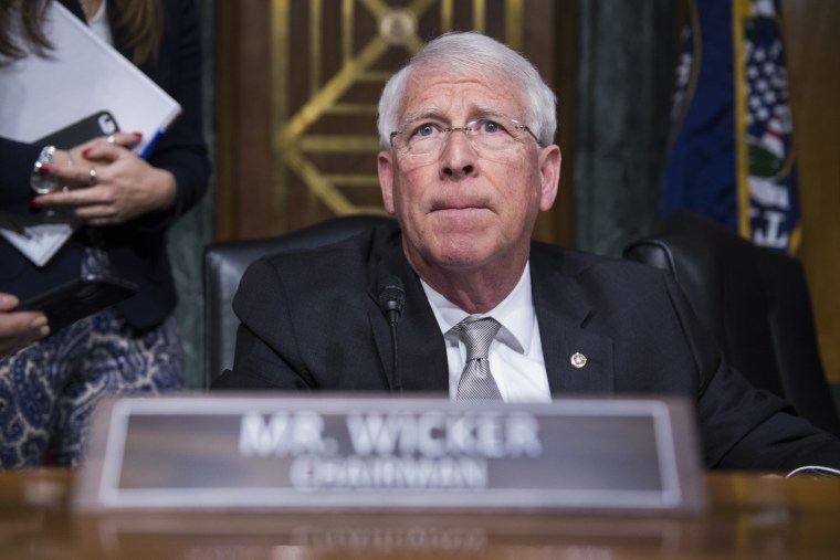 Chairman Roger Wicker, R-Miss., during a Senate Commerce, Science and Transportation Committee executive session on Jan. 16, 2019.