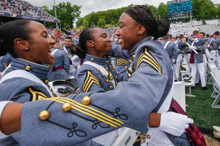 Image: African American Women of the United States Military Academy celebrate at the conclusion of commencement ceremonies in West Point, New York