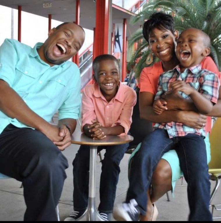 Los Angeles comedian Kevin Fredericks with his wife and two sons, ages 12 and 10.