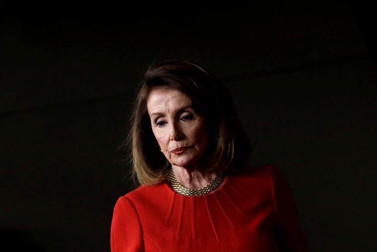 Image: House Speaker Nancy Pelosi arrives at her weekly news conference on Capitol Hill ion April 4, 2019.