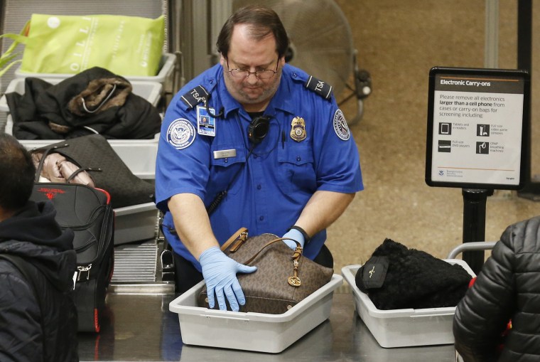 A TSA worker at the Salt Lake City International Airport on Jan. 16, 2019.