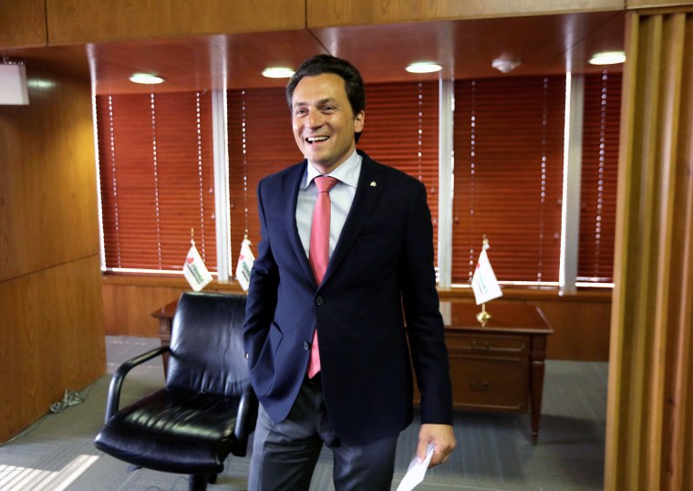 Image: FILE PHOTO: Emilio Lozoya Austin, chief executive of Mexican oil company PEMEX, speaks with Reuters reporter during an interview at Pemex headquarters in Mexico City
