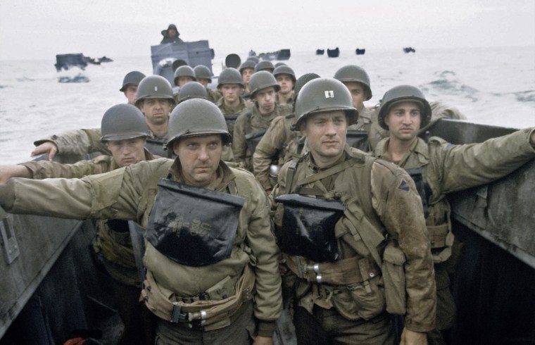 Tom Sizemore, left, and Tom Hanks in "Saving Private Ryan."