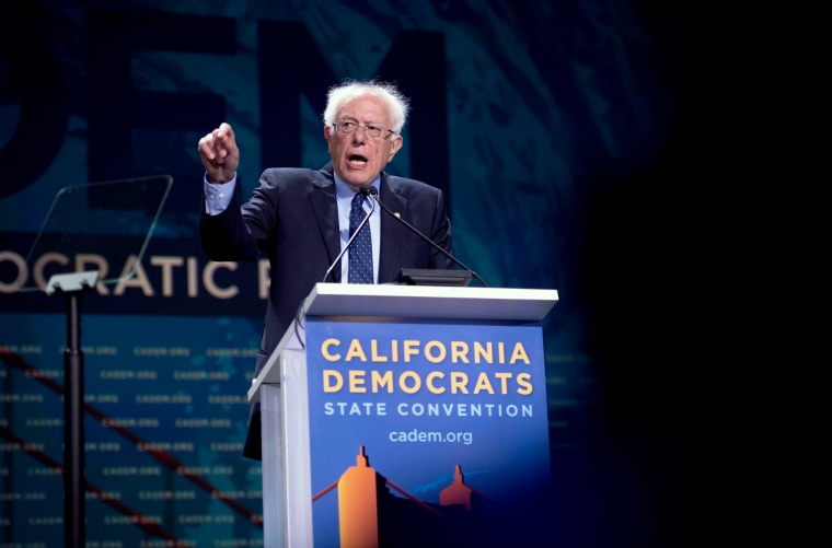 Image: Sen. Bernie Sanders, I-VT, speaks at the California Democratic Party State Convention in San Francisco on June 2, 2019.