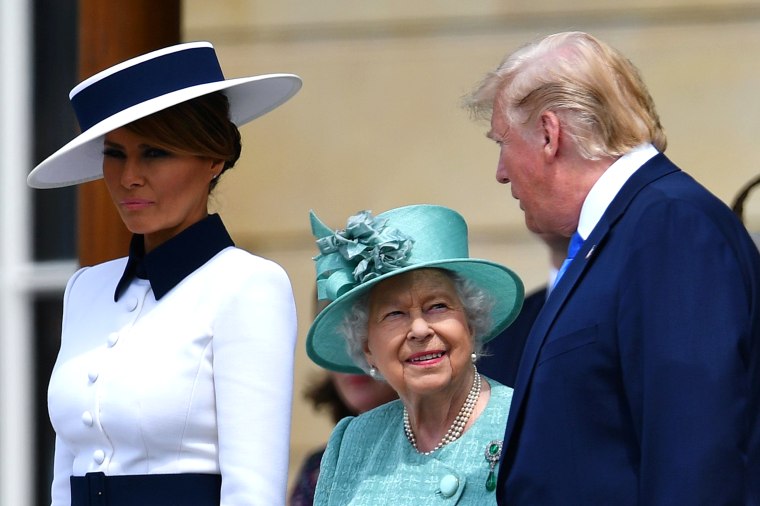 Donald Trump fistbumping the Queen