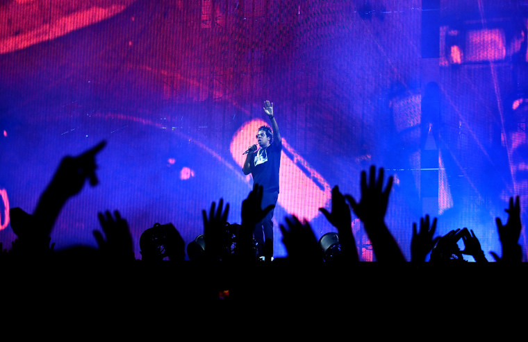 Image: Jay-Z performs during the \"On The Run II\" Tour at the Rose Bowl in California on Sept. 22, 2018.