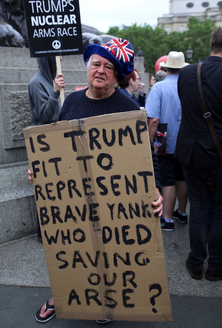 Image: Douglas Gray takes part in the demonstration against President Donald Trump in London
