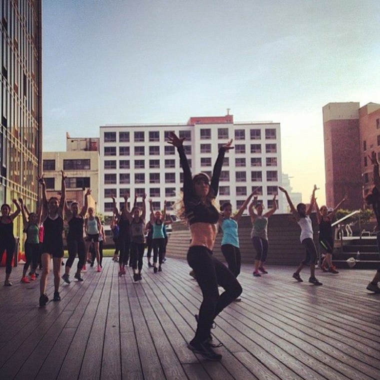 Anna Kaiser teaches an outdoor class.