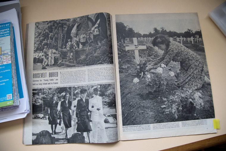 Image: The photo in Life magazine showing Henry-Jean Renaud's mother, Simone Renaud, laying flowers at the grave of Theodore Roosevelt Jr