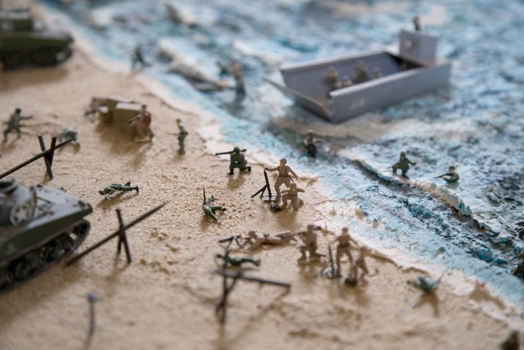 Image: A model depicting the D-Day landings in Colleville-sur-mer mayor's office