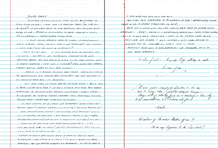 A letter sent to Janet Uhlar from Whitey Bulger while in prison, dated Aug. 12, 2018.