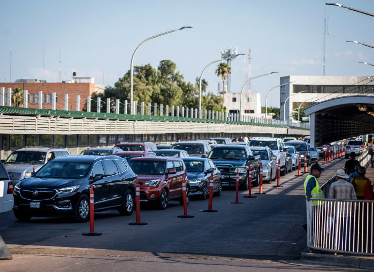 Image: Vehicles arrive from Mexico at the border crossing in Laredo on June 8, 2019. The Port of Laredo became the nation's most successful port overall last month.