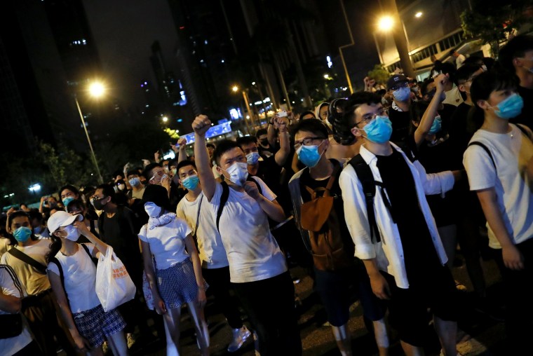 Image: Demonstrators protest a proposed extradition bill with China in Hong Kong on early June 10, 2019.