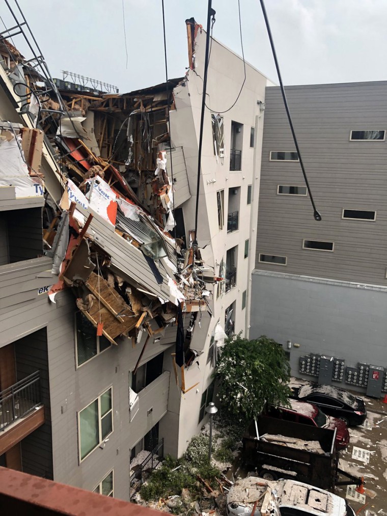 Image: Strong winds caused a crane to collapse in Dallas on June 9, 2019.