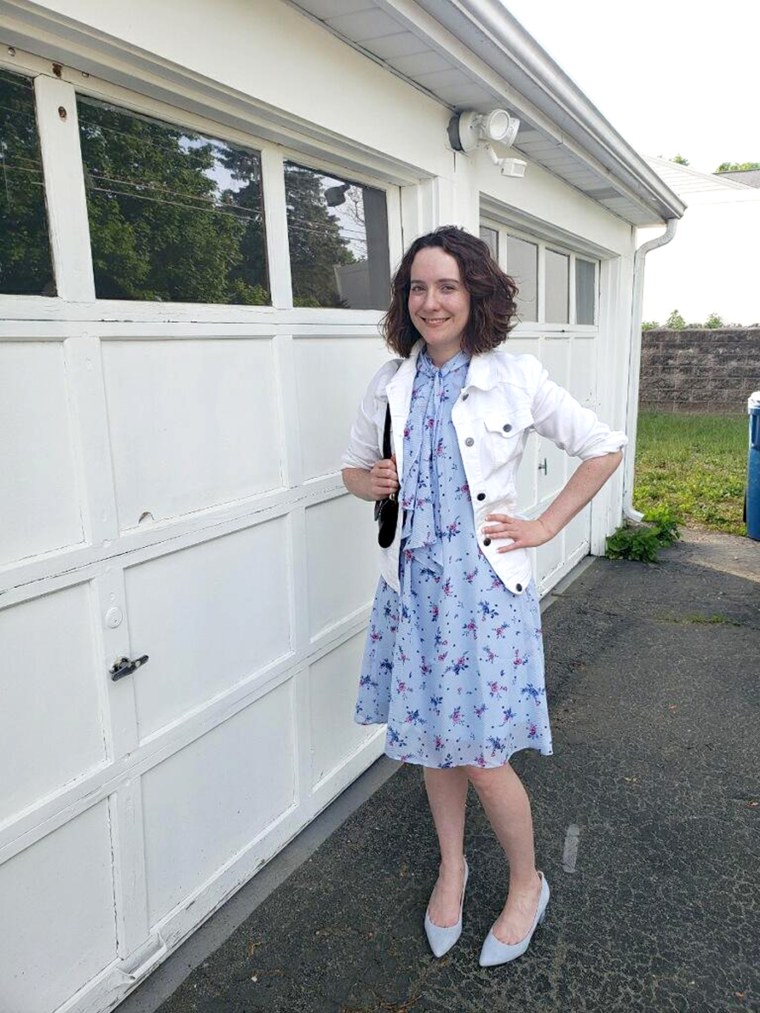 White one piece cheap dress with denim jacket