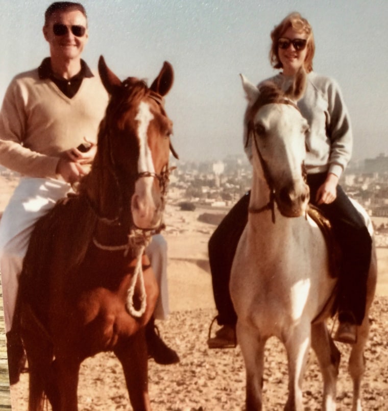 Zbigniew and Mika Brzezinski ride horses.