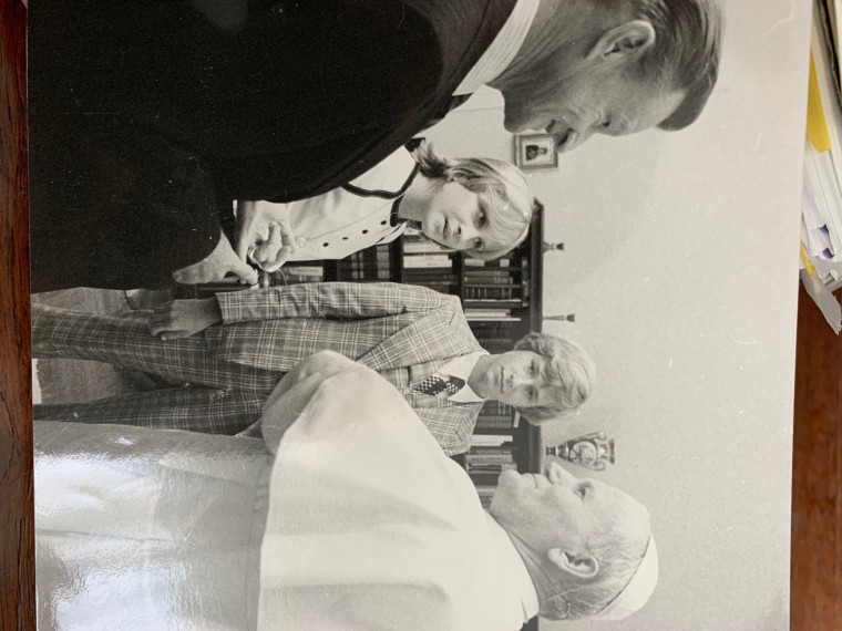 Zbigniew Brzezinski with children Mika and Mark meeting the Pope.