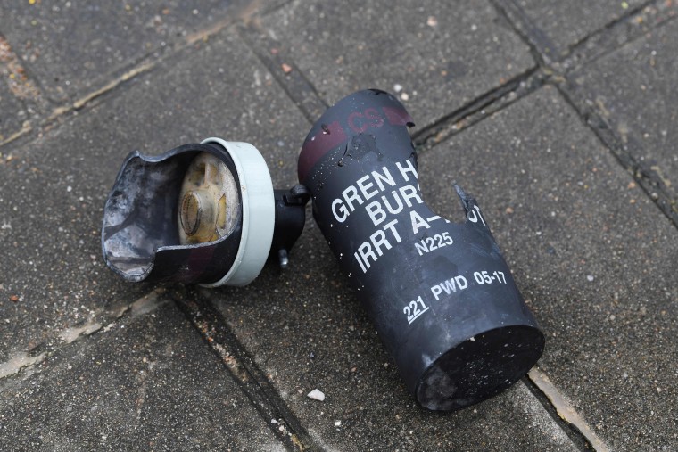 Image: A used tear gas shell on a pavement a day after a violent demonstration against a controversial extradition law proposal in Hong Kong on
