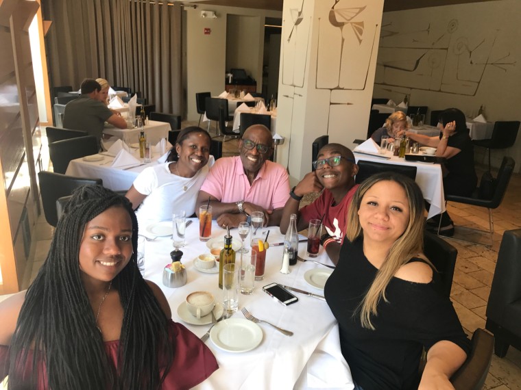 From left to right: Leila Roker, Deborah Roberts, Al Roker, Nick Roker and Courtney Roker.