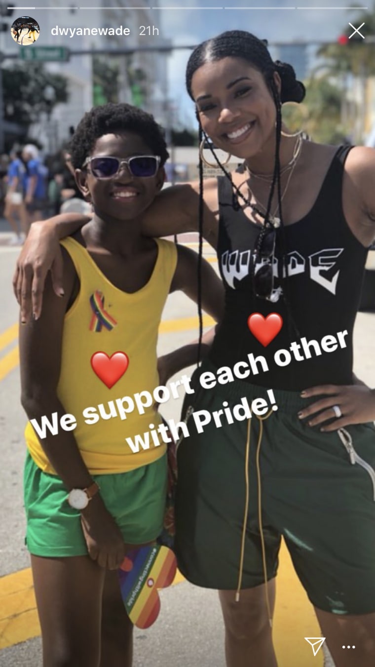 Zion Wade and his stepmom at the Miami Beach pride march.