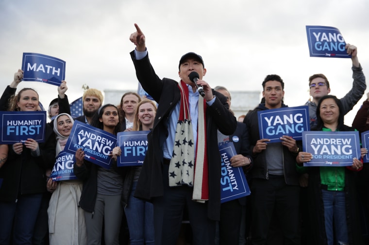 Image: ANdrew Yang, Presidential Candidate Andrew Yang Holds A Campaign Rally At The Lincoln Memorial