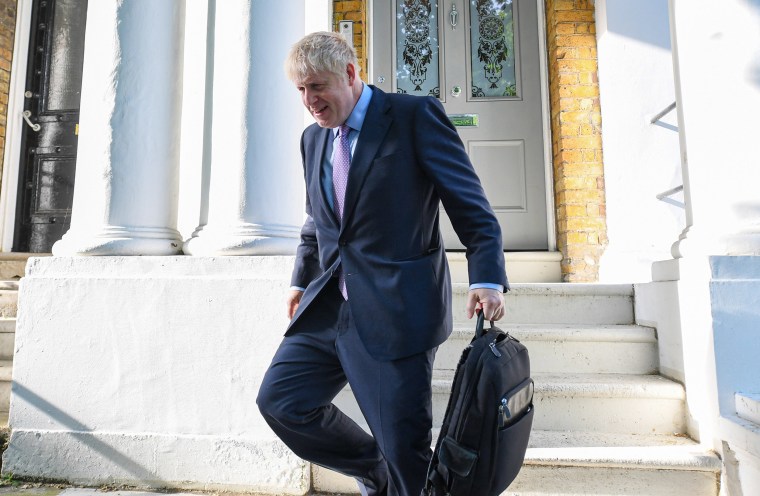 Image: Conservative MP Boris Johnson leaves his home