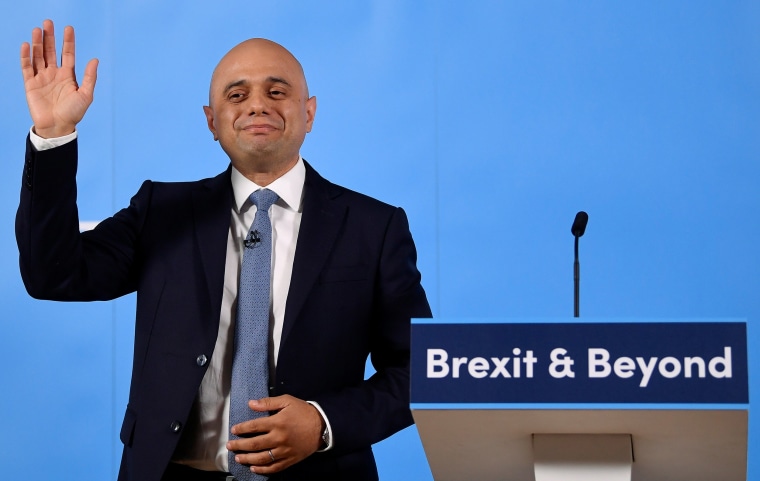 Image: Britain's Home Secretary Sajid Javid gestures as he speaks during the launch of his campaign for the Conservative Party leadership in London